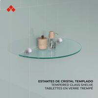 Estante de Cristal Templado para Baño Estilo Decorativo Fabricado en Cristal  Acabado en Crema Medidas 3006120 mm Espesor de la Balda: 6 mm 1 Unidad