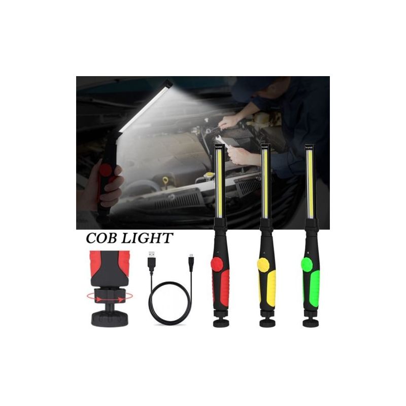 TORCIA LED COB LUCE RICARICABILE LAMPADA DA LAVORO OFFICINA GARAGE Magnetico  5w