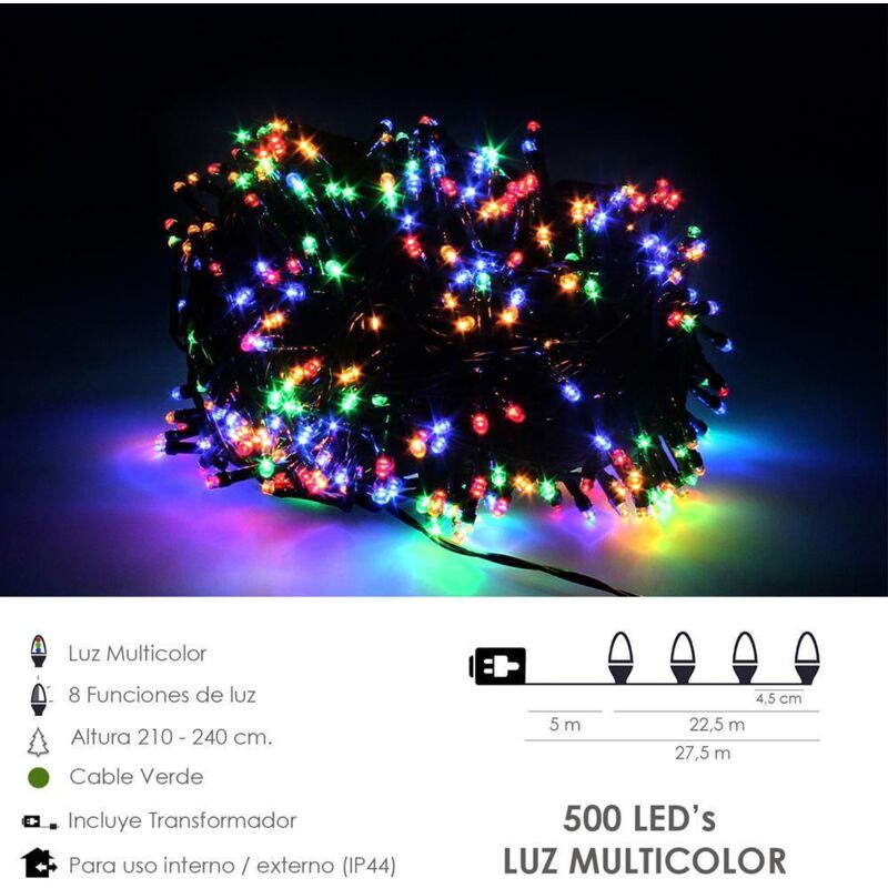 Catena Luminosa 14,5m Con 240 LED Blu, Cavo Verde, Per Interni/esterni, 8 Modalità Luce, Memory Controller
