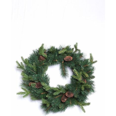 Ghirlanda Con Pigne E Bacche Effetto Brinato - 32 Cm - Il Villaggio Di Babbo Natale