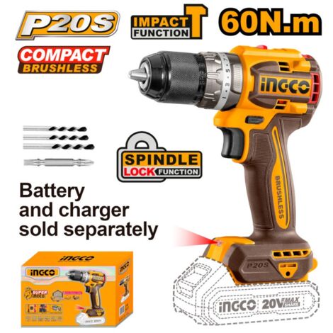 TRAPANO AVVITATORE A PERCUSSIONE NUDO BRUSHLESS 20V A BATTERIA - INGCO CIDLI206021