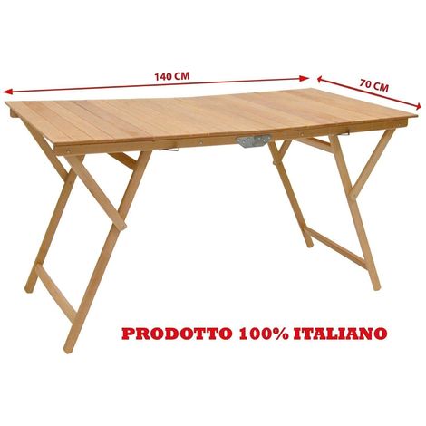 Tavolo da Campeggio Pieghevole 100x65cm - Tavolino Richiudibile in Legno  Bambù