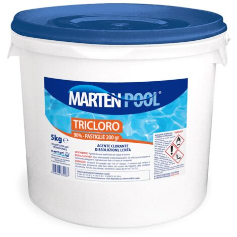 Tricloro in pastiglia per piscine 5 kg cloro clorante rilascio lento