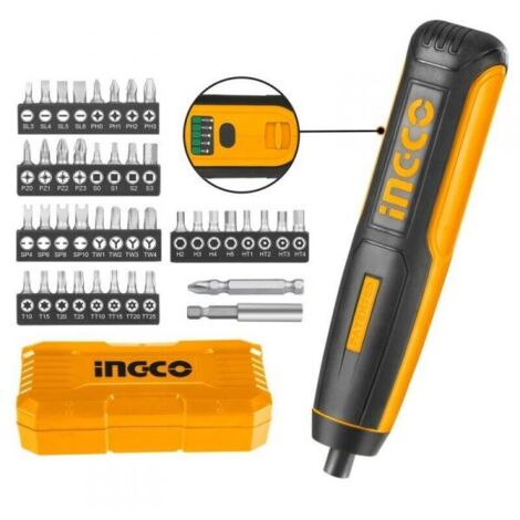 Cacciavite a batteria 4 V Set avvitatore con accessori Ingco Csdli0403