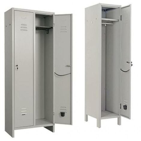 ARMADIO SPOGLIATOIO IN LAMIERA 2 ANTE 2 POSTI 68X35X180CM SPORCO PULITO