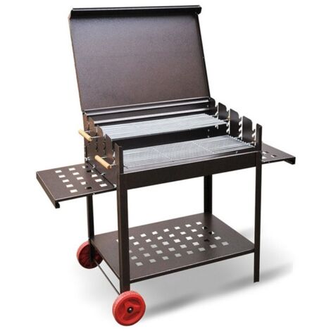 MILLE - BARBECUE CARBONE CARBONELLA ETNA 50X80cm CON RUOTE E TAPPO GRIGLIATA BBQ