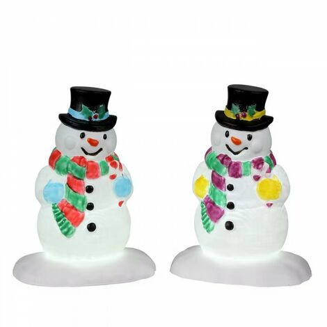 LEMAX-SOGGETTO PUPAZZI DI NEVE ILLUMINANTI SET 2 - NATALE NATALIZIO 24965