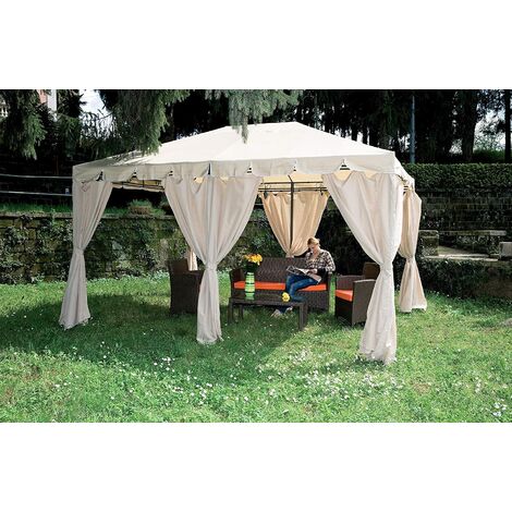 Gazebo 3x4 Acciaio da Esterno Giardino con Copertura Teli Tende Pareti Laterali