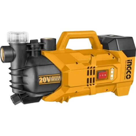 Ingco – Motopompa a batteria 20V 180W 47L/min – Flusso massimo 47L/min – Autonomia 30 minuti – Per cantieri umidi (1/2)