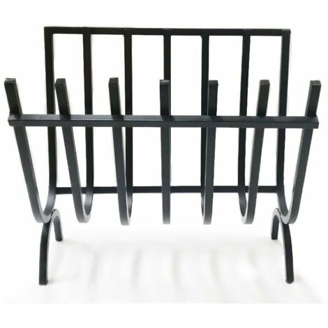 BRUCIALEGNA A CULLA IN FERRO BATTUTO CON 7 BARRE 40 X 24 X H34 CM COLORE NERO