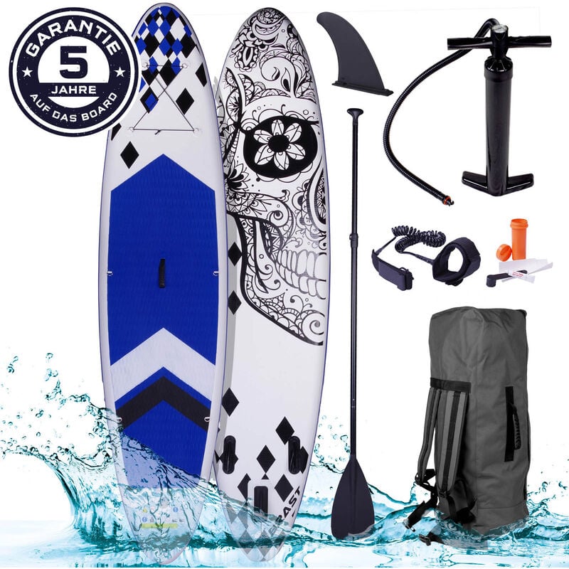 SUP Board Stand up Paddle Candy Skull 3 Modelle 320x76x15cm aufblasbar 130KG 