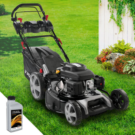 BRAST Benzin Rasenmäher mit Antrieb 5,2kW (7PS) 55cm Schnittbreite TÜV 30-80mm Schnitthöhe 60L Fangkorb 4 Takt OHV Motor Stahlgehäuse Speed