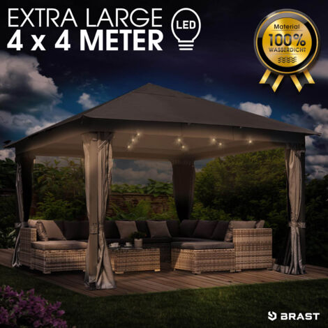 BRAST Pavillon Aluminium Infinity 4x4m Grau inkl. + LED