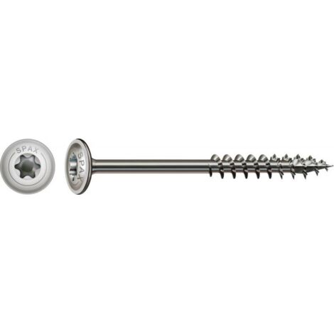 Spax – Vis à bois 6 mm 100 mm 257000601005 – Acier inoxydable A2 – Tête plate – Lot de 100 – Vissage rapide en série - V894463 (1/10)