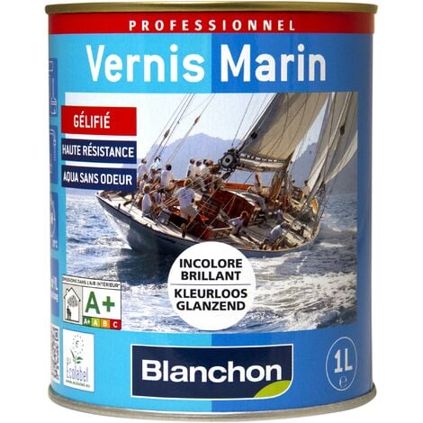 Vernis marin Blanchon incolore 2,5l aspect brillant texture gel résistant aux climats extrêmes et atmosphère marine