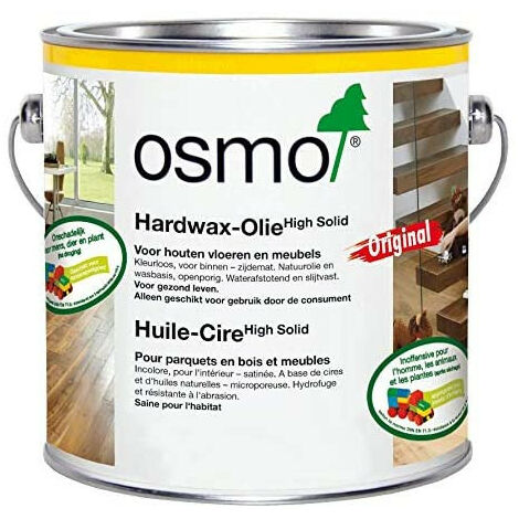 Huile-cire pour bois dur et teck – Finition satinée – Conditionnement 2,5 Litres – Séchage rapide 8/10 heures – Osmo