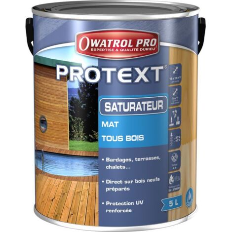 Owatrol – Saturateur mat PROTEXT 5L – Protection UV renforcée – Pour bois dur et terrasses – Séchage rapide, non filmogène