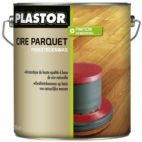 Plastor – Cire pour parquet satinée 1 L – Encaustique à base de cire naturelle de carnauba – Protection et éclat durables