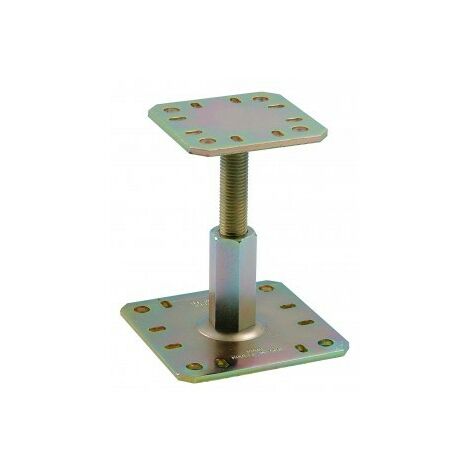 Simpson Strong Tie – Pied de poteau réglable en acier S235 JR 5mm – Finition électro-zinguée jaune irisé – Hauteur réglable 100-150mm – Pour poteaux bois et béton