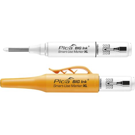 Marqueur Pica Big Ink blanc – Pointe souple 2-4 mm – Encre à base d'eau – Grande réserve XL – Pour surfaces lisses et sèches