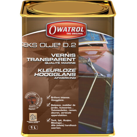 Owatrol – Vernis marin incolore brillant intense 1 L – Protection bois dur extérieur – Application facile sur mobilier et bateaux