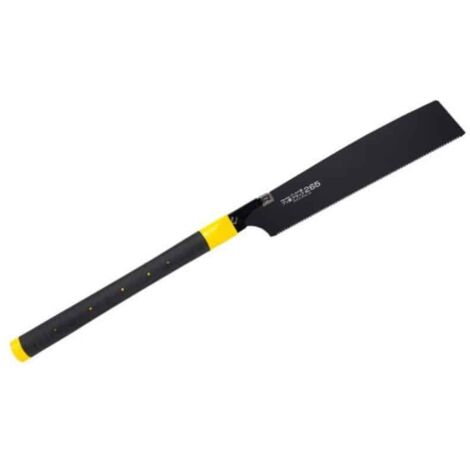 Tajima – Scie japonaise 265mm Rapid Pull – Lame en acier SK-95 avec traitement Fluorine Black – Coupe nette sans éclat – Manche droit en élastomère