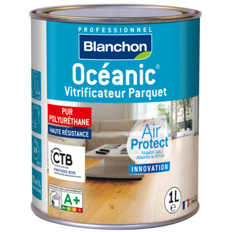 Blanchon – Vitrificateur pour parquet Air Protect 1L – Finition satinée – Résistant aux chocs et aux produits chimiques – Assainit l'air