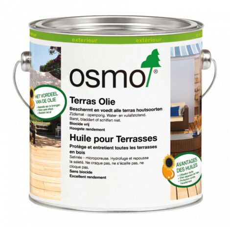 Huile pour bois 2,5L – Protection microporeuse pour terrasses en bois dur et résineux – Résistante aux intempéries et UV – Osmo