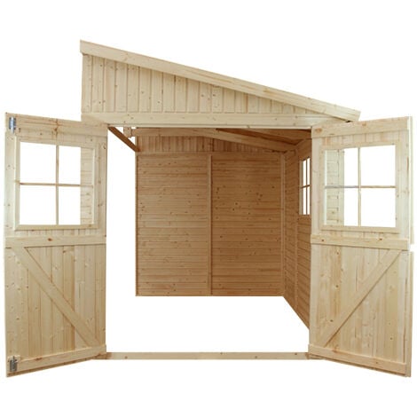 Wooden Garden Shed - Lean-To Shiplap Wooden Shed 7x10 ft/6m2 - Sheds and Outdoor Storage  - Wooden garden storage shed, 17 mm planks -  TIMBELA M339 (without side wall)