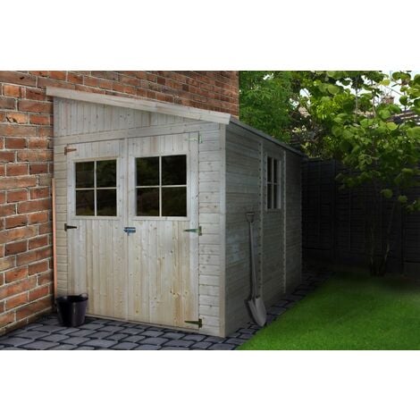 Wooden Garden Shed - Lean-To Shiplap Wooden Shed 7x10 ft/6m2 - Sheds and Outdoor Storage  - Wooden garden storage shed, 17 mm planks -  TIMBELA M339 (without side wall)