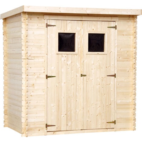 Wooden Garden Shed- Pent Shiplap Wooden Shed H200 x 142 x 204cm/2.22 m2 - Wooden garden storage shed, 19 mm planks -  Bike shed, Small shed, windows- TIMBELA M311