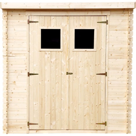 Wooden Garden Shed- Pent Shiplap Wooden Shed H200 x 142 x 204cm/2.22 m2 - Wooden garden storage shed, 19 mm planks -  Bike shed, Small shed, windows- TIMBELA M311