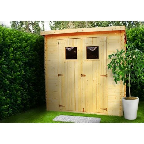 Wooden Garden Shed- Pent Shiplap Wooden Shed H200 x 142 x 204cm/2.22 m2 - Wooden garden storage shed, 19 mm planks -  Bike shed, Small shed, windows- TIMBELA M311