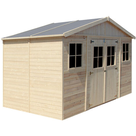 Wooden Garden Shed- Apex Shiplap Wooden Shed W14ft x L7ft x H8ft - Wooden garden storage shed, 17 mm planks -  Bike shed, Garden outdoor workshop space- TIMBELA M332+M332G