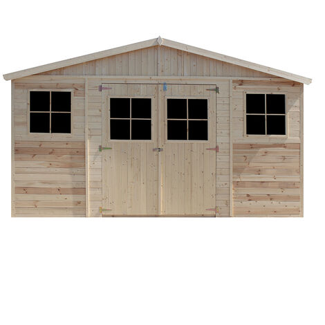 Wooden Garden Shed- Apex Shiplap Wooden Shed W14ft x L7ft x H8ft - Wooden garden storage shed, 17 mm planks -  Bike shed, Garden outdoor workshop space- TIMBELA M332+M332G