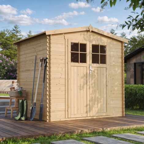 Wooden Garden Shed - Pent Shiplap Wooden Shed 8 x 7 ft /4.33 m2 - Sheds and Outdoor Storage  - Wooden garden storage shed, 19 mm planks -Outdoor garden shed with impregnated floor- TIMBELA M369F+M369G
