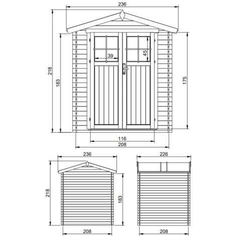 Wooden Garden Shed - Pent Shiplap Wooden Shed 8 x 7 ft /4.33 m2 - Sheds and Outdoor Storage  - Wooden garden storage shed, 19 mm planks -Outdoor garden shed with impregnated floor- TIMBELA M369F+M369G