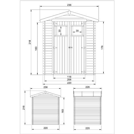 Wooden Garden Shed- Pent Shiplap Wooden Shed 8 x 7 ft /4.33 m2 - Outdoor garden shed with impregnated floor- Wooden garden storage shed, 19 mm planks - TIMBELA M369+M369G