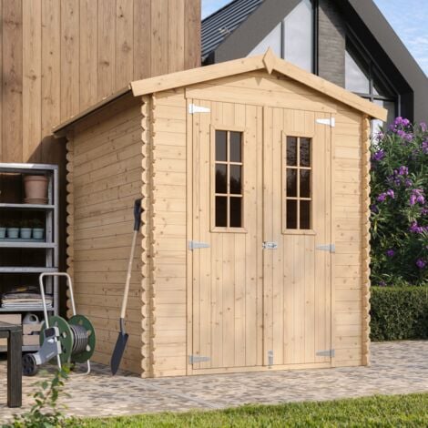 Wooden Garden Shed- Pent Shiplap Wooden Shed 6 x 6 ft /2,82 m2 - Sheds and Outdoor Storage  - Wooden garden storage shed, 19 mm planks -  Bike shed, Small shed, windows- TIMBELA M320C