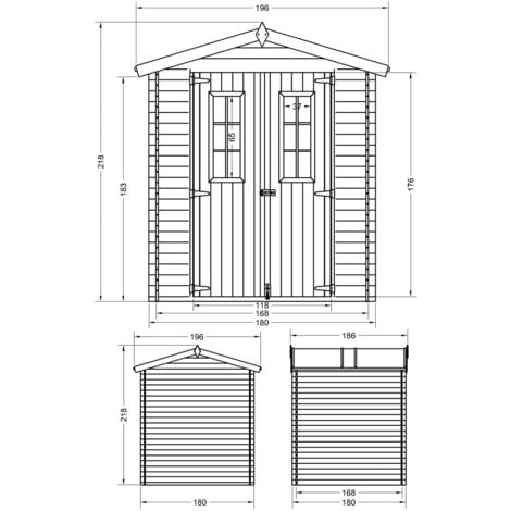 Wooden Garden Shed- Pent Shiplap Wooden Shed 6 x 6 ft /2,82 m2 - Sheds and Outdoor Storage  - Wooden garden storage shed, 19 mm planks -  Bike shed, Small shed, windows- TIMBELA M320C