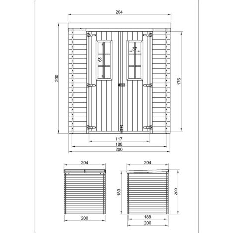 Wooden Garden Shed- 7x7 ft/3,5 m2 - 19 mm planks -  Bike shed, Small shed, windows- TIMBELA M309C