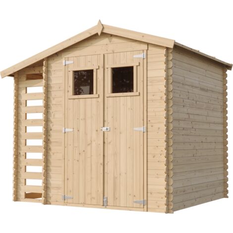 Wooden Garden Shed and Log shed, 19 mm planks - Sheds and Outdoor Storage - Wooden Shed - 9 ft x 7 ft x H7 ft /4.47 m2 (2 m3 capacity), Bike storage, Waterproof roof - TIMBELA M386