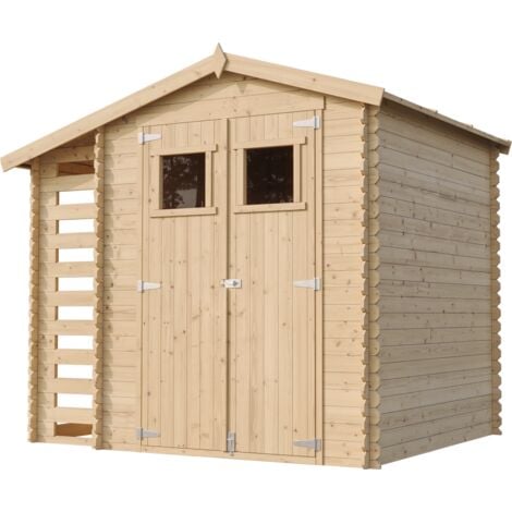 Wooden Garden Shed and Log shed, 19 mm planks - Sheds and Outdoor Storage - Outdoor garden shed with impregnated floor - 9 ft x 7 ft x H7 ft /4.47 m2 - TIMBELA M386+M386G