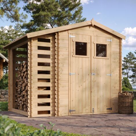 Wooden Garden Shed and Log shed, 19 mm planks - Sheds and Outdoor Storage - Outdoor garden shed with impregnated floor - 9 ft x 7 ft x H7 ft /4.47 m2 - TIMBELA M386+M386G