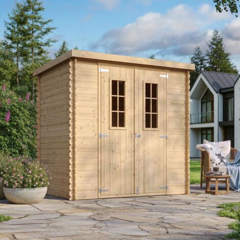 Wooden Garden Shed- H200 x 142 x 204cm/2.22 m2 -shed with impregnated floor - 19 mm planks - TIMBELA M311C+M311G