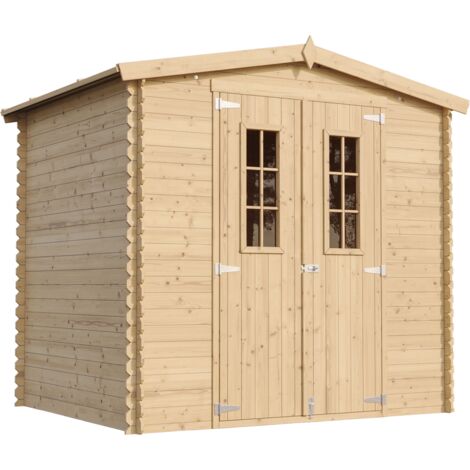 Wooden Garden Shed- Pent Shiplap Wooden Shed 8 x 7 ft /4.33 m2 - Sheds and Outdoor Storage  - Wooden garden storage shed, 19 mm planks -  Bike shed, Small shed, windows- TIMBELA M369C