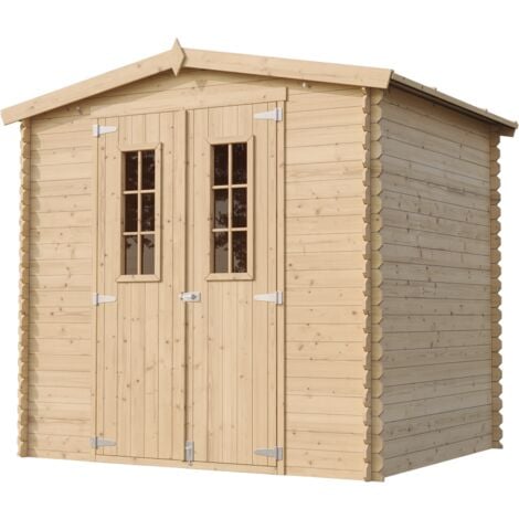 Wooden Garden Shed- Pent Shiplap Wooden Shed 8 x 7 ft /4.33 m2 - Sheds and Outdoor Storage  - Wooden garden storage shed, 19 mm planks -  Bike shed, Small shed, windows- TIMBELA M369C