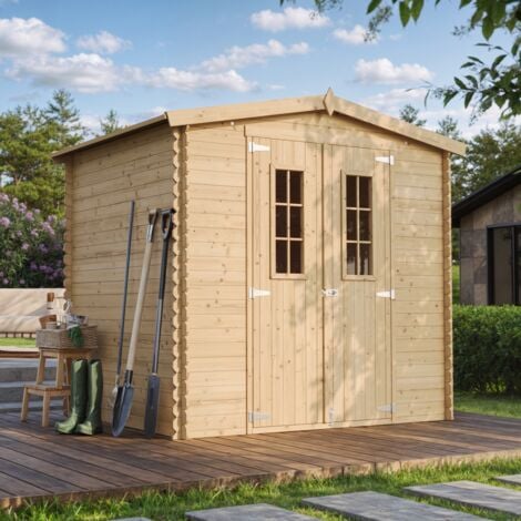 Wooden Garden Shed- Pent Shiplap Wooden Shed 8 x 7 ft /4.33 m2 - Sheds and Outdoor Storage  - Wooden garden storage shed, 19 mm planks -  Bike shed, Small shed, windows- TIMBELA M369C