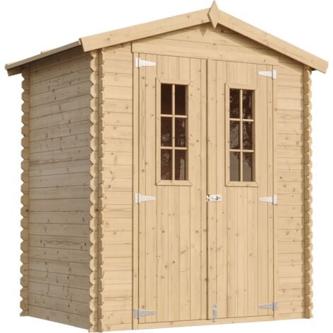 Wooden Garden Shed- Pent Shiplap Wooden Shed H218 x 136 x 196 cm / 1.98 m2 - Sheds and Outdoor Storage  - Wooden garden storage shed, 19 mm planks -  Bike shed, Small shed, windows- TIMBELA M367C