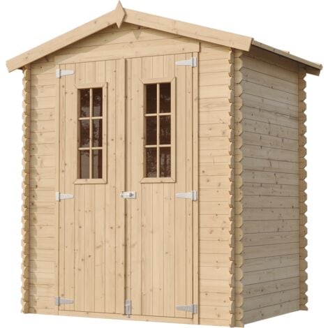 Wooden Garden Shed- Pent Shiplap Wooden Shed H218 x 136 x 196 cm / 1.98 m2 - Sheds and Outdoor Storage  - Wooden garden storage shed, 19 mm planks -  Bike shed, Small shed, windows- TIMBELA M367C